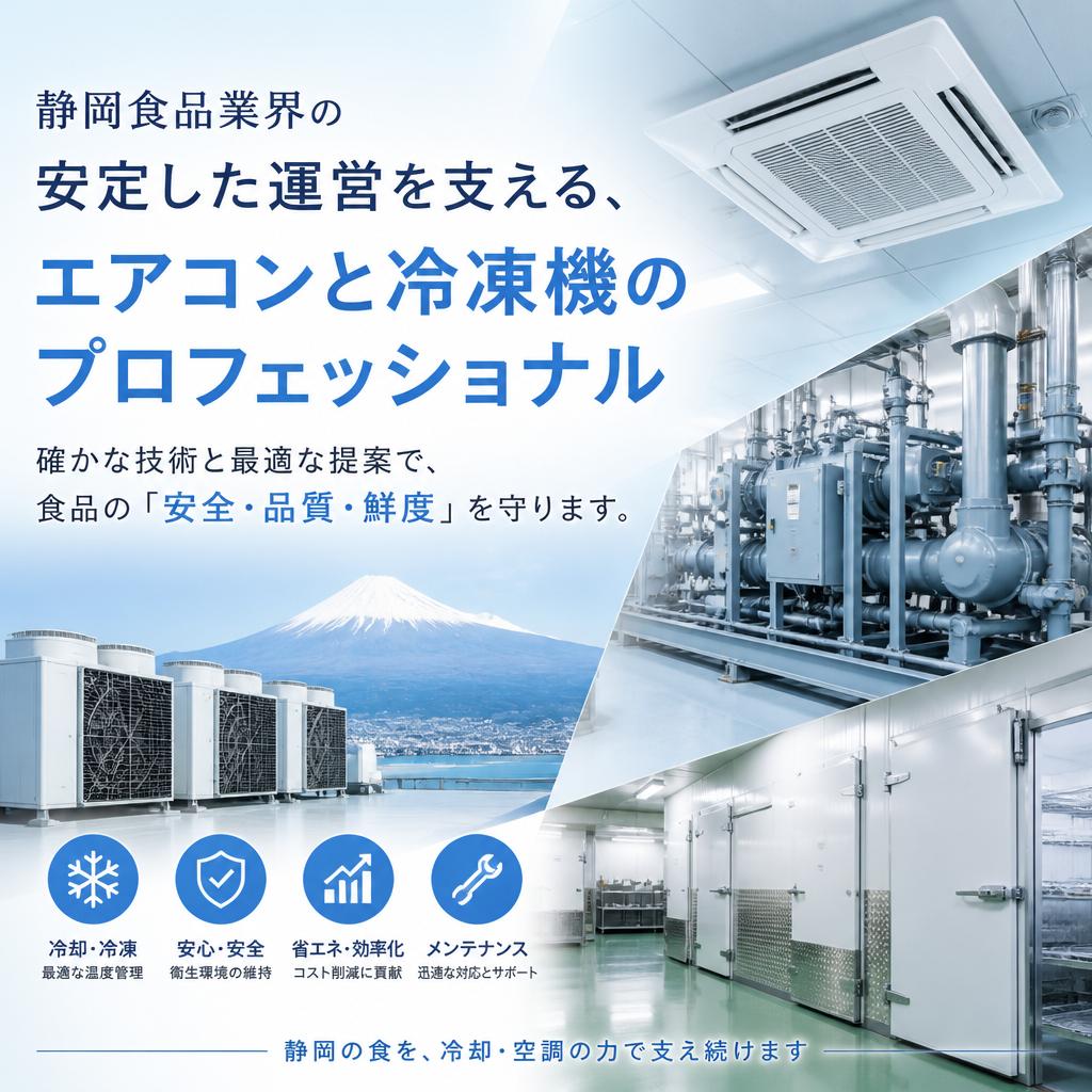 静岡食品業界の安定した運営を支える、エアコンと冷凍機のプロフェッショナル
