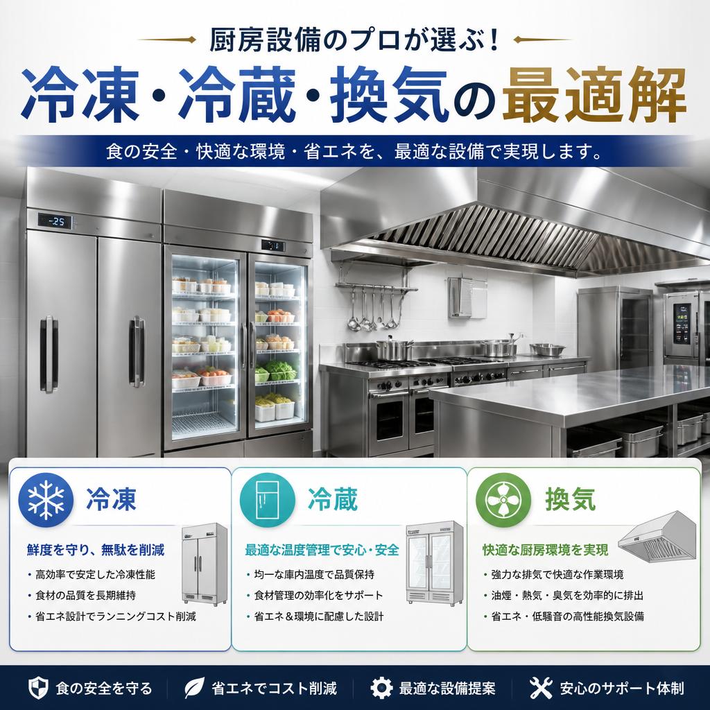 厨房設備のプロが選ぶ！冷凍・冷蔵・換気の最適解