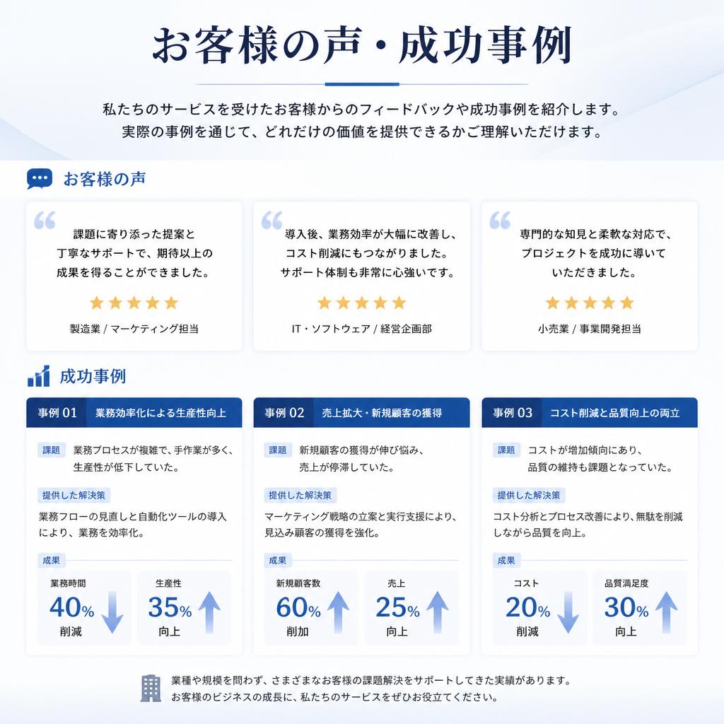 お客様の声と成功事例